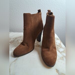 Nine West Sz 8 M Crimson Brown Suede Leather Ankle Boot